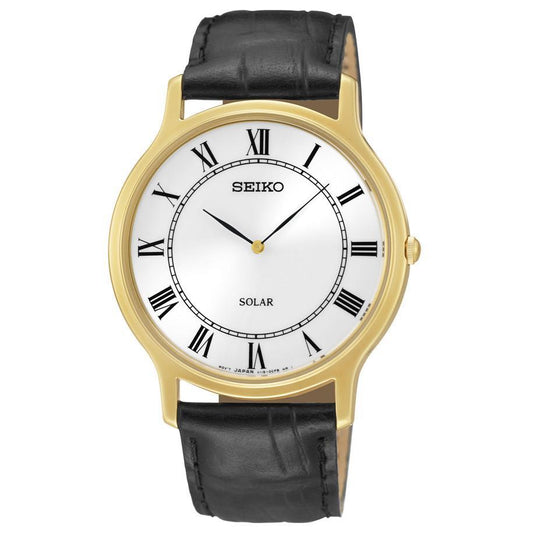 Seiko Watch SUP304. Ladies Elegant EZ Reader.Solar.Black Roman #'s White Dial.