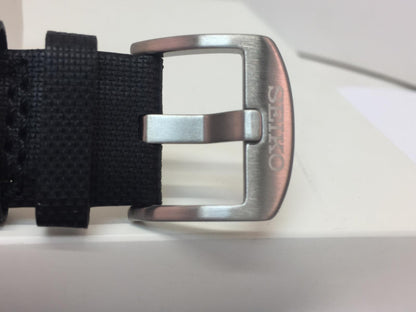 Seiko Watchband 22mm Black Waterproof Fabric Cap. Leather Underside. LOEC B 22