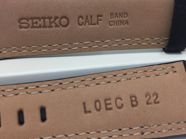 Seiko Watchband 22mm Black Waterproof Fabric Cap. Leather Underside. LOEC B 22