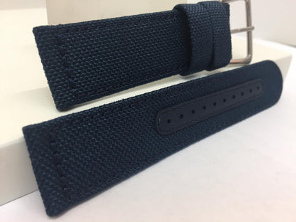 Seiko Watchband SNE329P 22mm  Blue Fabric/Leather w/Steel Buckle. LOBH B 22