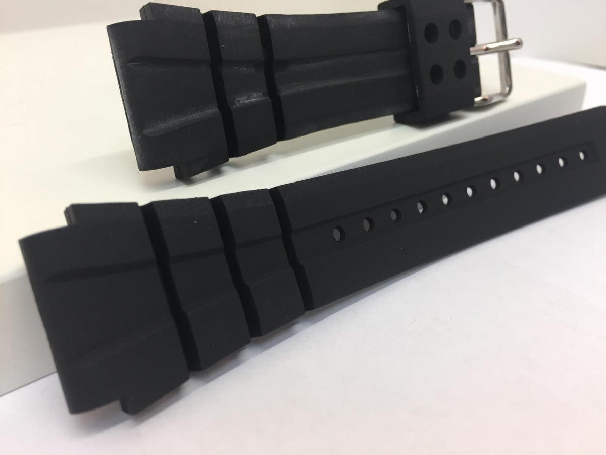 Seiko Watchband SKX6309 22mm X 27mm Black Rubber Divers Style  Steel Buckle