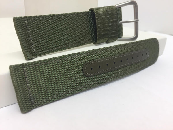 Seiko Watchband SNAD27 22mm Military Green Waterproof Fabric w/Leather Eyelets.