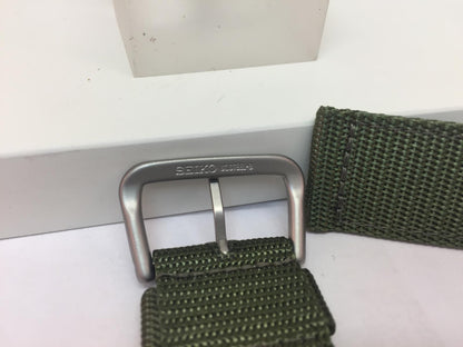 Seiko Watchband SNAD27 22mm Military Green Waterproof Fabric w/Leather Eyelets.
