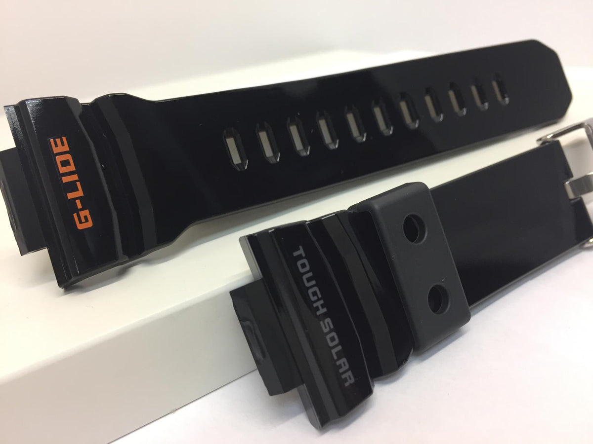 Casio Watchband GWX-8900 -1 Shiny Black Resin G-Shock G-Lide Tough Solar Strap