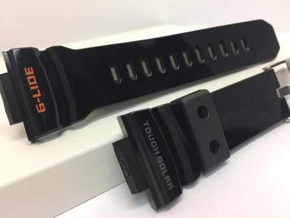 Casio Watchband GWX-8900 -1 Shiny Black Resin G-Shock G-Lide Tough Solar Strap