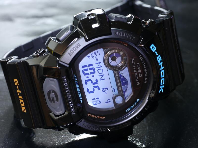 Casio Watchband GWX-8900 -1 Shiny Black Resin G-Shock G-Lide Tough Solar Strap