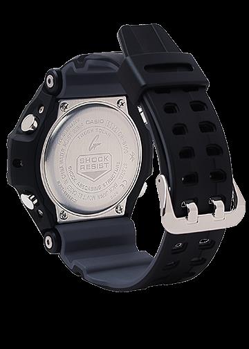 Casio Watchband GRB-100 1A3. Gravity Master Black Resin . Gray Backside
