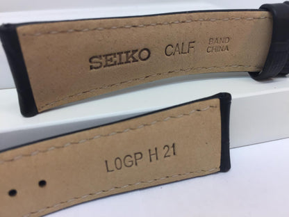 Seiko Watchband SNE491. LOGP H 21. Original 21mm Black Leather Strap. Original
