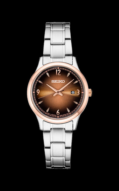 Seiko Womens SXDH02 Ladies Two Tone Silver/Rose Gold. Stainless Steel Watch.