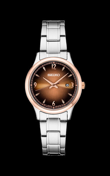 Seiko Womens SXDH02 Ladies Two Tone Silver/Rose Gold. Stainless Steel Watch.