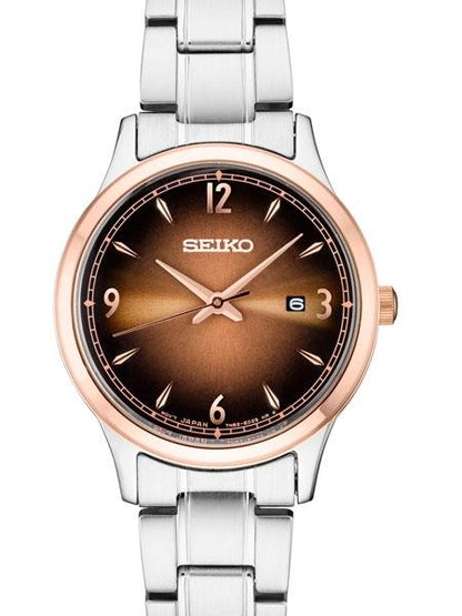 Seiko Womens SXDH02 Ladies Two Tone Silver/Rose Gold. Stainless Steel Watch.