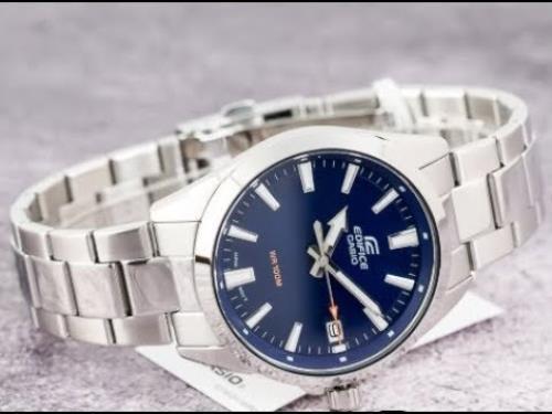 Casio Watch EFV-100 D-2 Silver Tone Case/ Blue Dial.New w/ Warranty/Instructions
