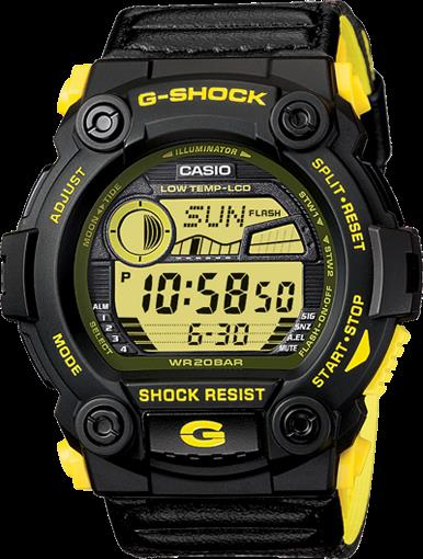 Casio Watchband Black Mesh/Leather/Yellow Back 16mm (30mm Shoulder) G-7900 MS-3