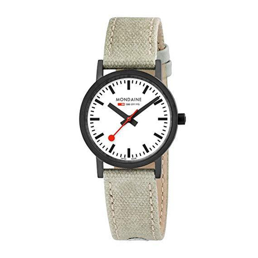 Mondaine Watch A660.30323.61SBG Ladies Classic Black.Swiss,Canvas Leather