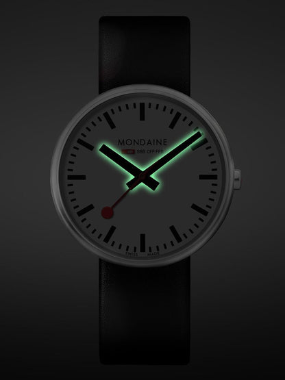 Mondaine Watch MSX.3511B.LB Featuring New Backlit Glowing Hands. Swiss Movement