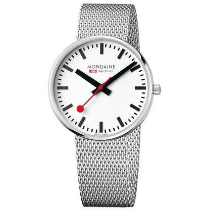 Mondaine Watch MSX.4211B.SM w/New Backlit Glow Hands.Swiss.42mm Case. Mesh Band