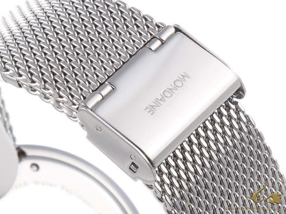Mondaine Watch MSX.4211B.SM w/New Backlit Glow Hands.Swiss.42mm Case. Mesh Band