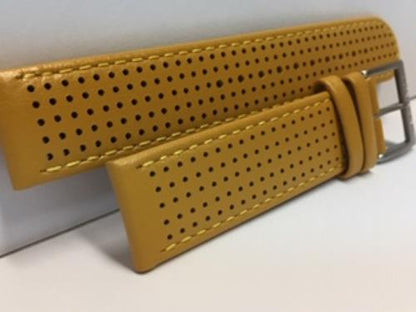 Mondaine Swiss Railways Watchband 20mm Yellow Perforated Leather #FE3120.50Q.1