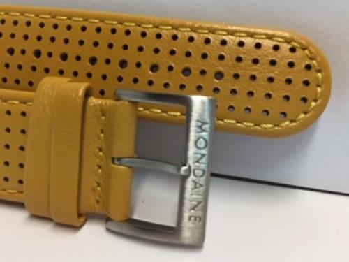 Mondaine Swiss Railways Watchband 20mm Yellow Perforated Leather #FE3120.50Q.1