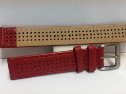 Mondaine Swiss Railways Watchband 16mm Red Perforated Leather #FE3116.30Q.2