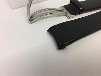 Swiss Army Watchband 004578 Blk Leather 20mm Curved End Folding Clasp mod 241550