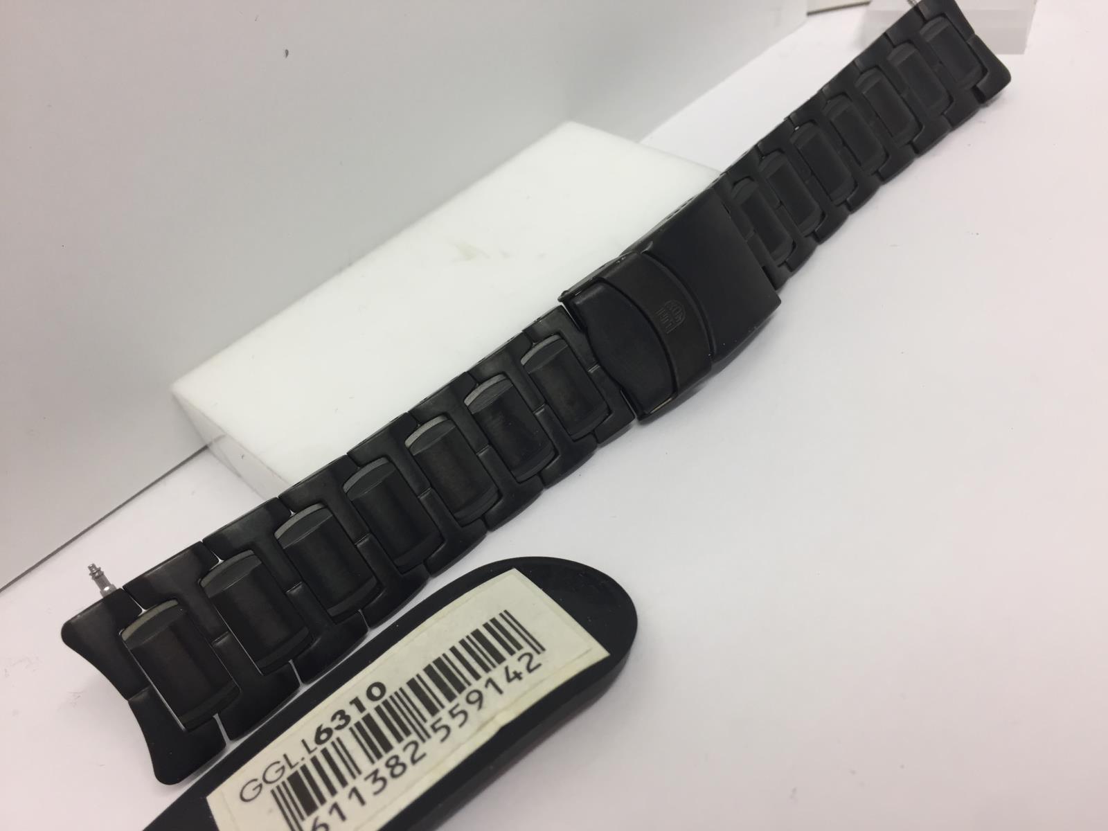 Luminox Watchband/Bracelet for 6300 Series 22mm Curved End All Black IP Steel.