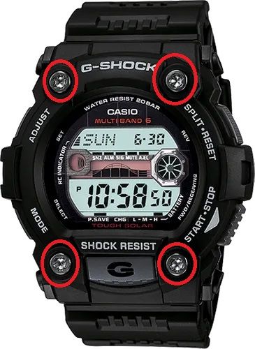 Casio Watchparts Four: GW-7900 Bezel Posts/Decor Gun Metal ( see pics )