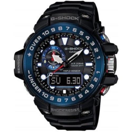 Casio Watchband GWN-1000 B Original Gulf Master Strap Black. Steel Keeper/Buckle
