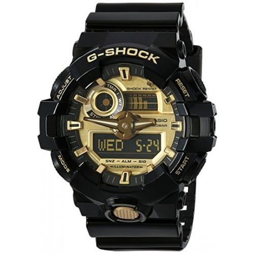 Casio Original Digital and Analog G-shock GA-710GB-1A Shiny Black/Gold Tone Dial