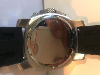Fossil Mans Watch All Steel 10 ATM Heavy Mega Machine Chronograph Blk Silc Strap