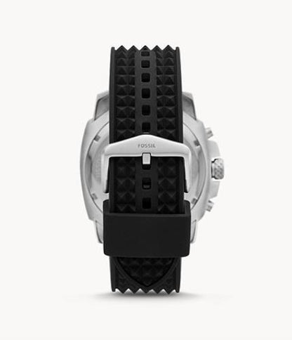Fossil Mans Watch All Steel 10 ATM Heavy Mega Machine Chronograph Blk Silc Strap