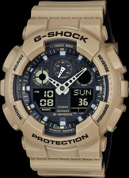 Casio Mans Watch GA100L-8A, GA-100. Military Colors Heavy Duty Digital/Analog.