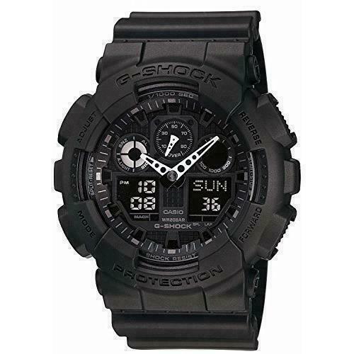 Casio Mans All Military Stealth Black Digital and Analog G-Shock Watch GA100-1A1