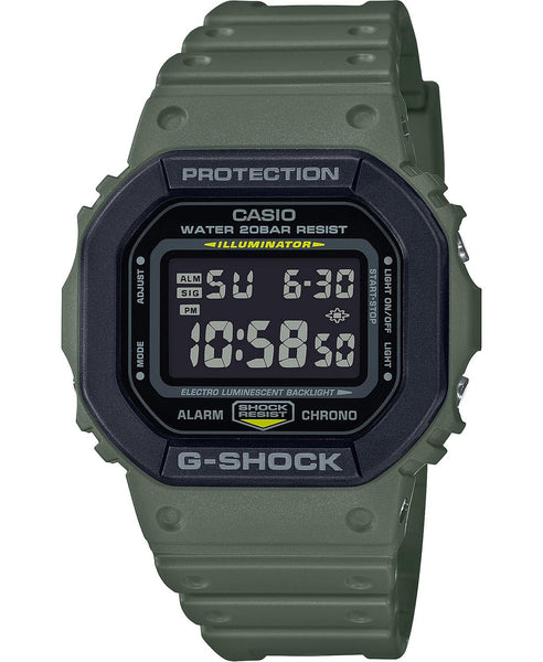 Casio G-shock Watch DW-5610 SU-3 Classic model in Military Green/Black Colors.