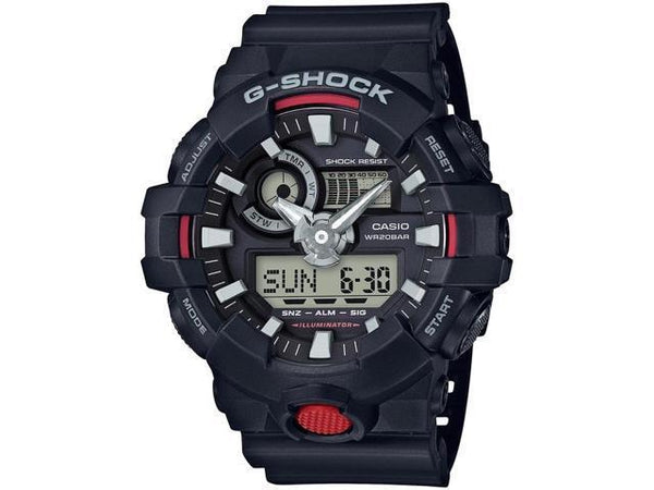 Casio Original Digital and Analog G-shock Watch GA-700 -1A Black w/Red/Wht Trim