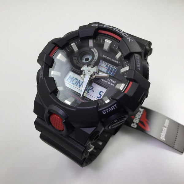 Casio Original Digital and Analog G-shock Watch GA-700 -1A Black w/Red/Wht Trim
