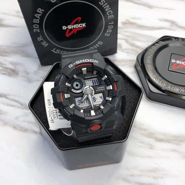Casio Original Digital and Analog G-shock Watch GA-700 -1A Black w/Red/Wht Trim