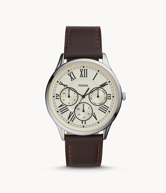Fossil Mens Traditional Classic Pierce Watch FS5680.Day/Date/Military Time.Brown