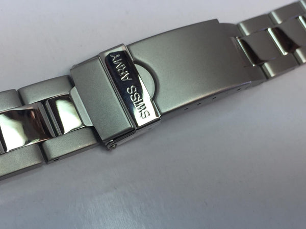 Swiss Army Watchband Original Officers Men's Steel Bracelet 19mm Curved End Caps