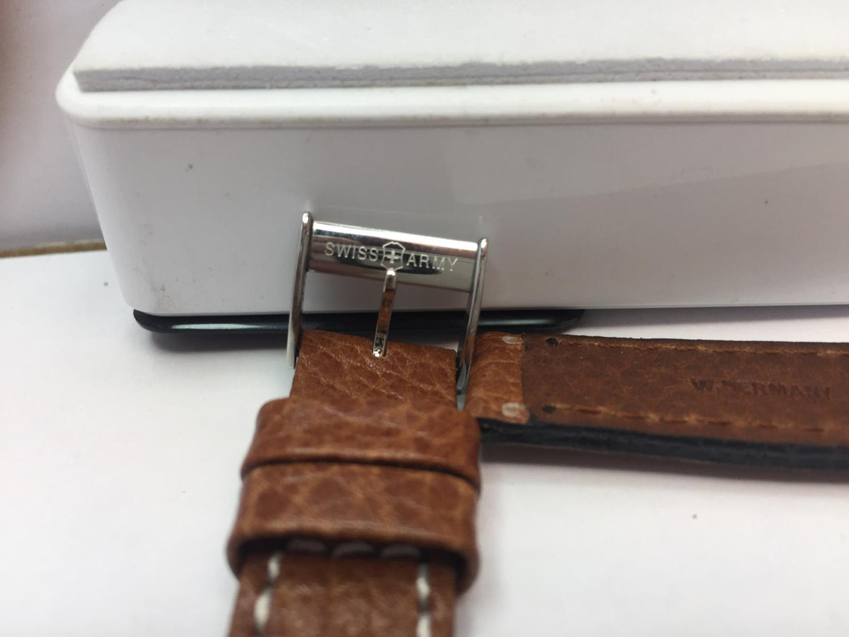 Swiss Army Original Watchband Women's 15mm Brown w/ Logo Buckle,Outline Stitched