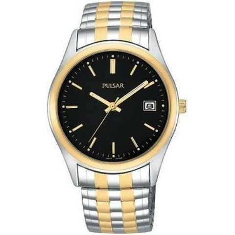Pulsar Watch Mans Two Tone Stretch Band w/Date. Water resistant. Retails $99.50