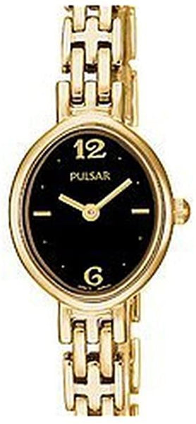 Pulsar WristWatch Ladies Gold Tone Black Dial Fashion Watch PEGB06