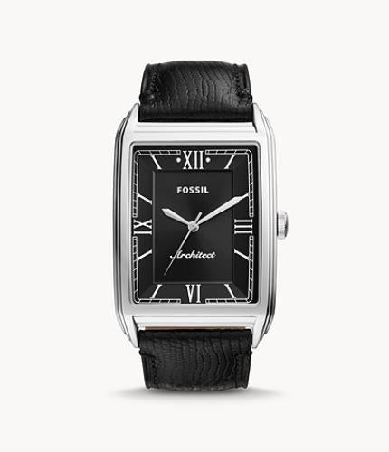 Fossil "Architect" FS5803 Mens Traditional Rectangular Black Dial Steel Watch