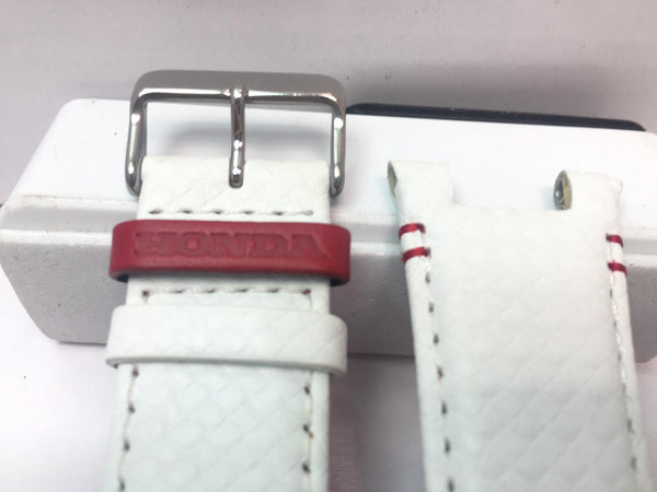 Casio Watchband Leather EQS-800 HR-1A Wht Outline Stitched Red Trim.Honda Keeper