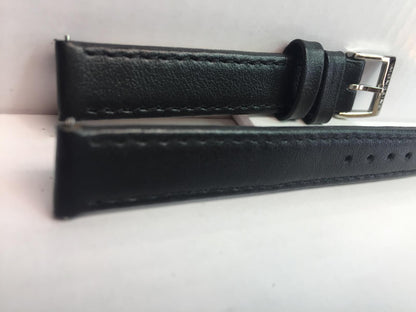 Mondaine Swiss Railways Watchband w/Ez Pins FE3112. Lds 12mm Wide Black Leather