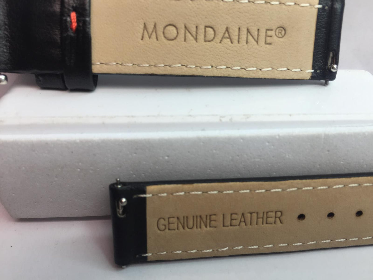 Mondaine Swiss Railways Watchband w/Ez Pins FE3116.20Q.5 16mm Wide Black Leather