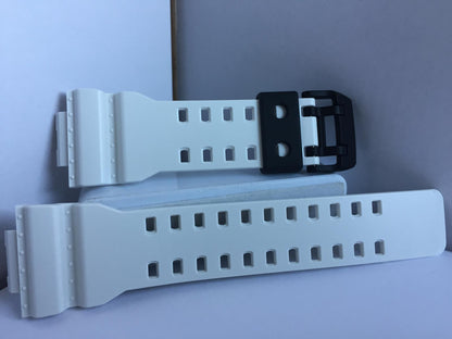 Casio Watchband GA-700 -7A White Strap Black Buckle/Keepers. Original Casio Band