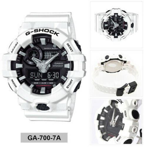 Casio Watchband GA-700 -7A White Strap Black Buckle/Keepers. Original Casio Band