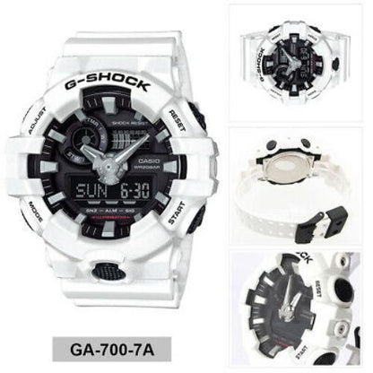 Casio Watchband GA-700 -7A White Strap Black Buckle/Keepers. Original Casio Band