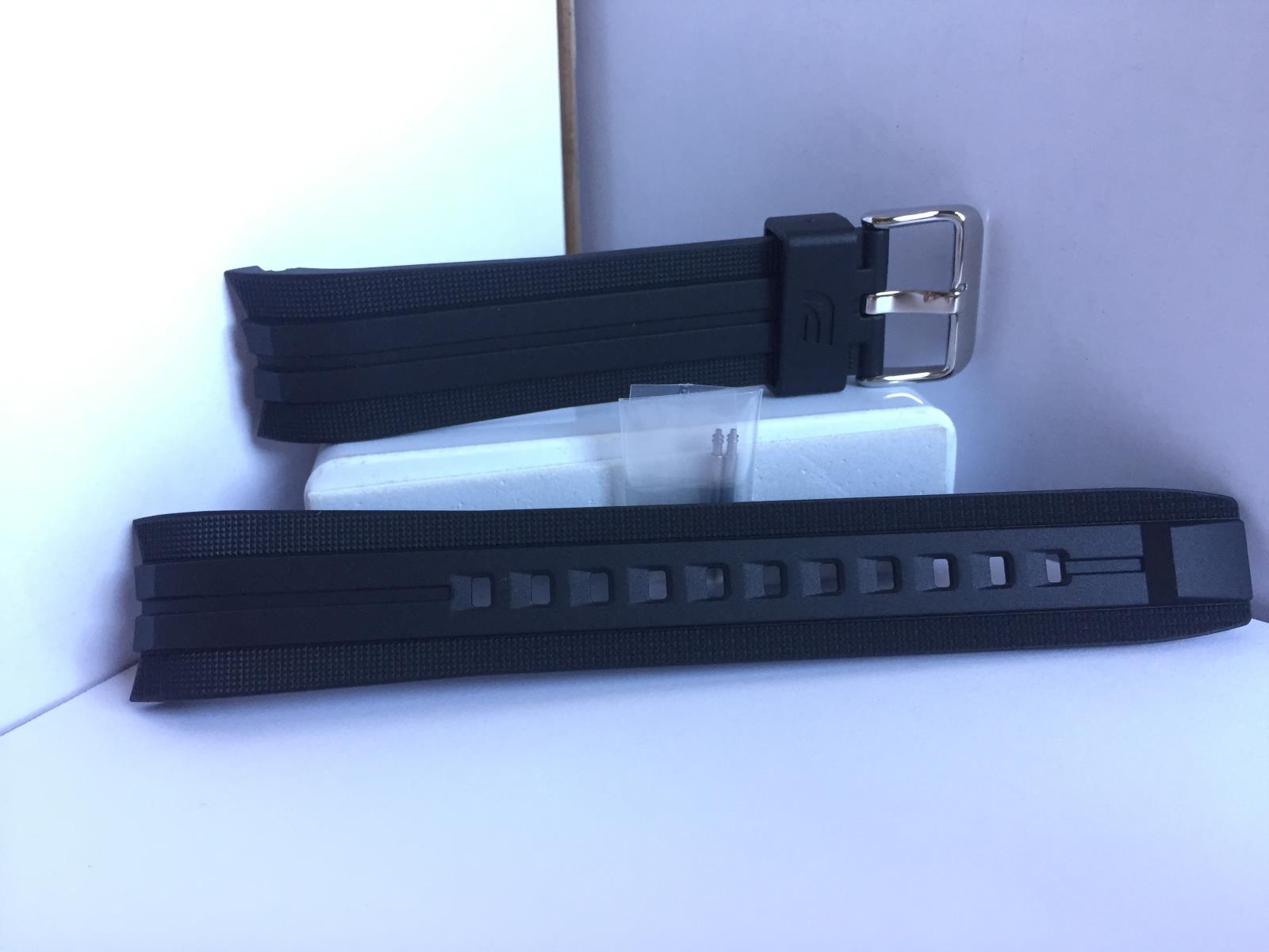 Casio Watchband EFV-550 P-1AV Curved End Original Edifice Black Strap W/Pins